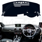 Black custom car dashboard cover installed in an Audi A3