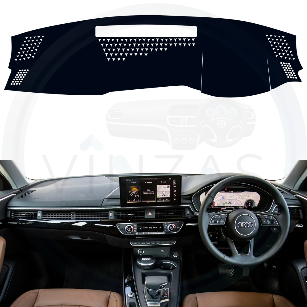 Black custom car dashboard cover installed in an Audi A4
