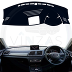 Black custom car dashboard cover installed in an Audi Q3 