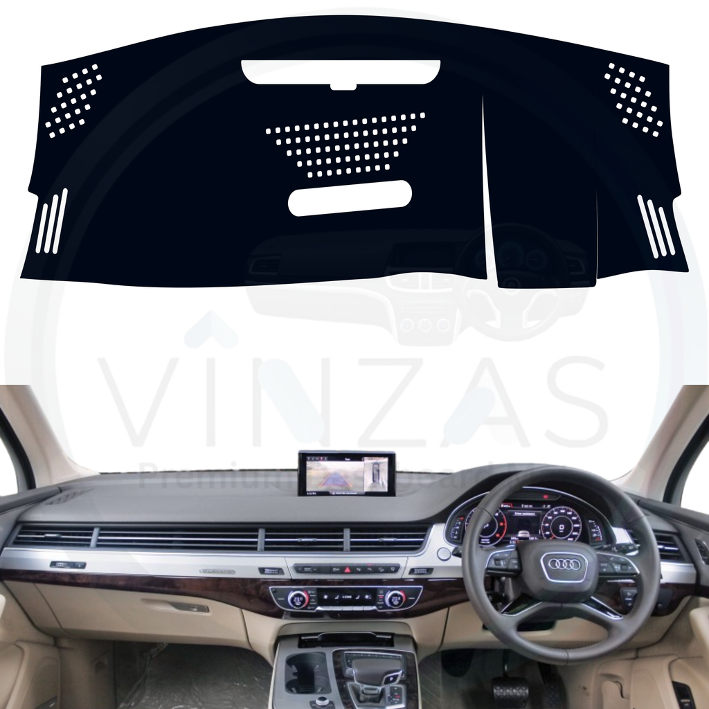 Black custom car dashboard cover installed in an Audi Q7