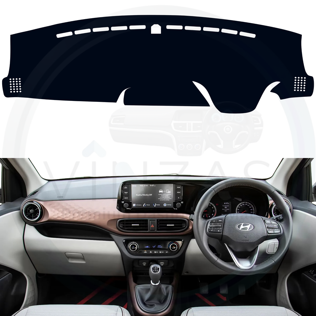 Black custom car dashboard cover installed in an Aura