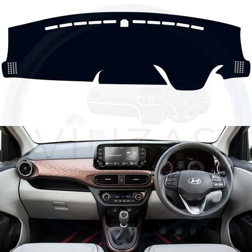 Black custom car dashboard cover installed in an Aura