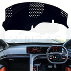Black custom car dashboard cover installed in a BE 6