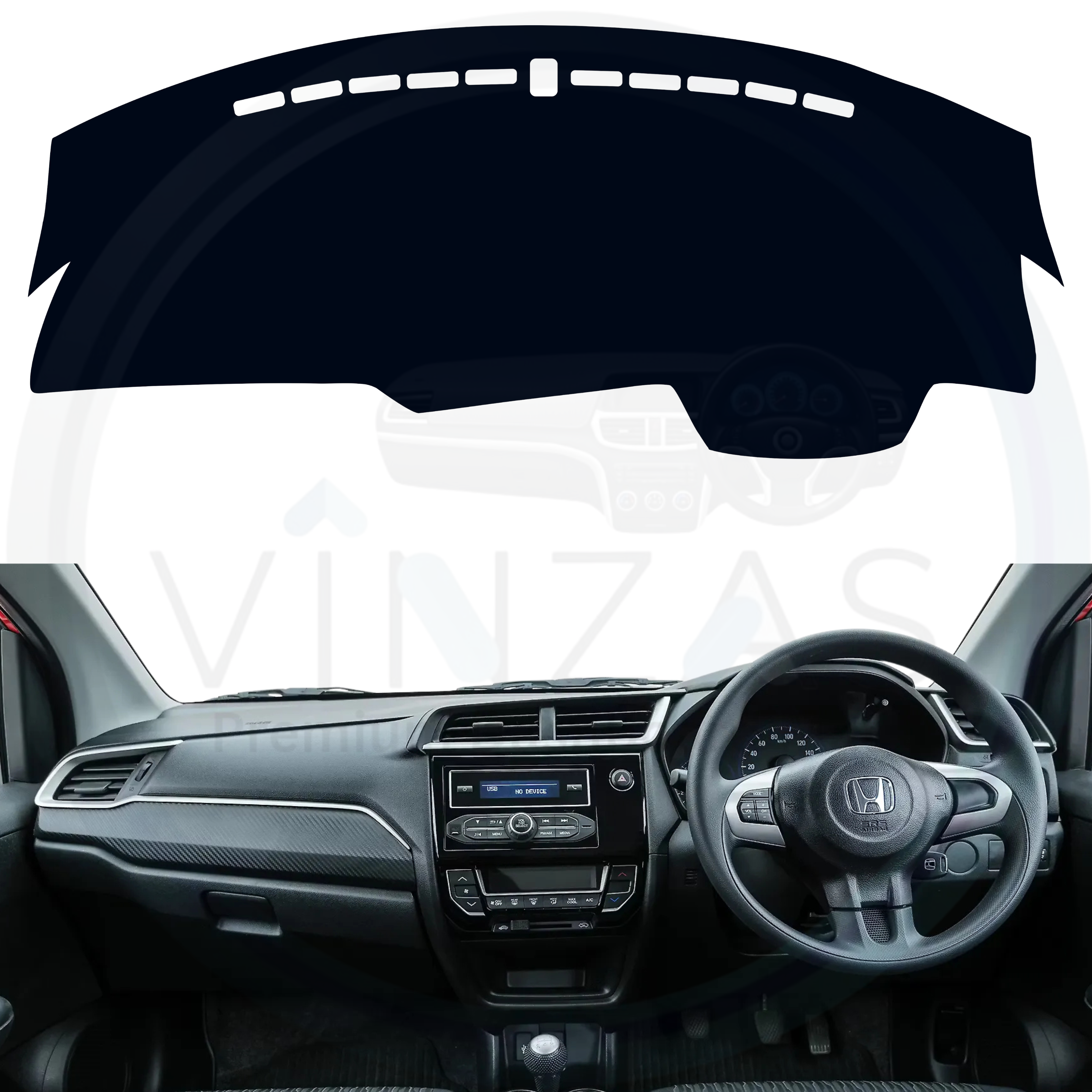 Black custom car dashboard cover installed in a BR-V