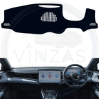 Black custom car dashboard cover installed in a BYD Seal