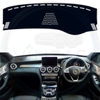 Black custom car dashboard cover installed in a Benz C-Class
