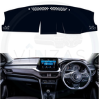 Black custom car dashboard cover installed in a Brezza 
