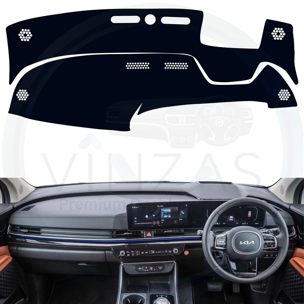 Black custom car dashboard cover installed in a Carnival 
