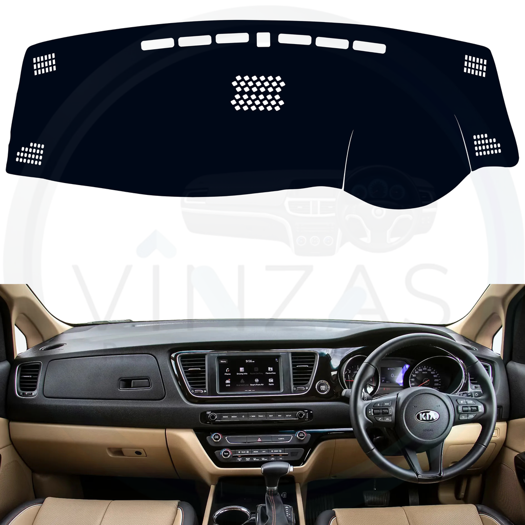 Black custom car dashboard cover installed in a Carnival 2020 To 2023
