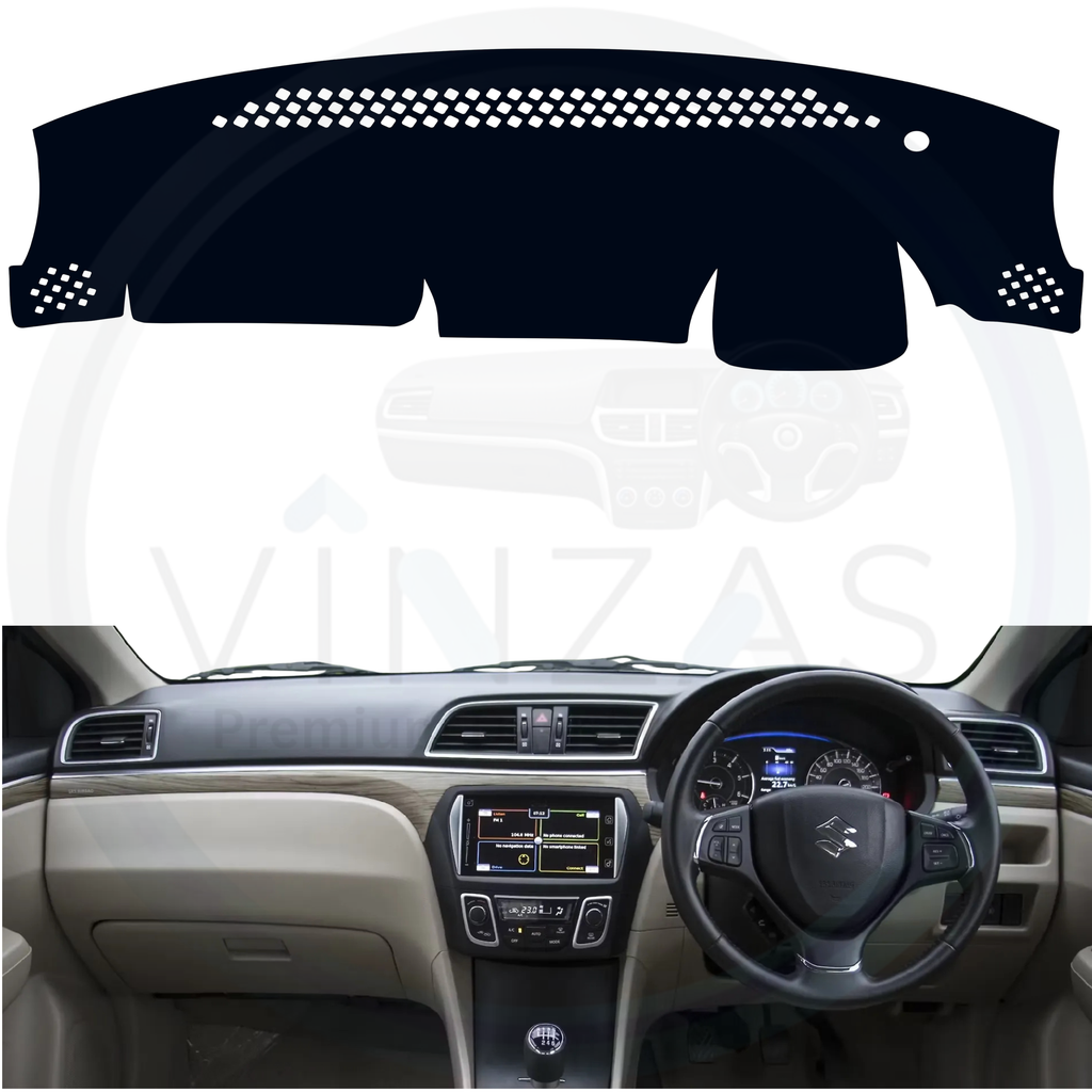 Black custom car dashboard cover installed in a Ciaz 
