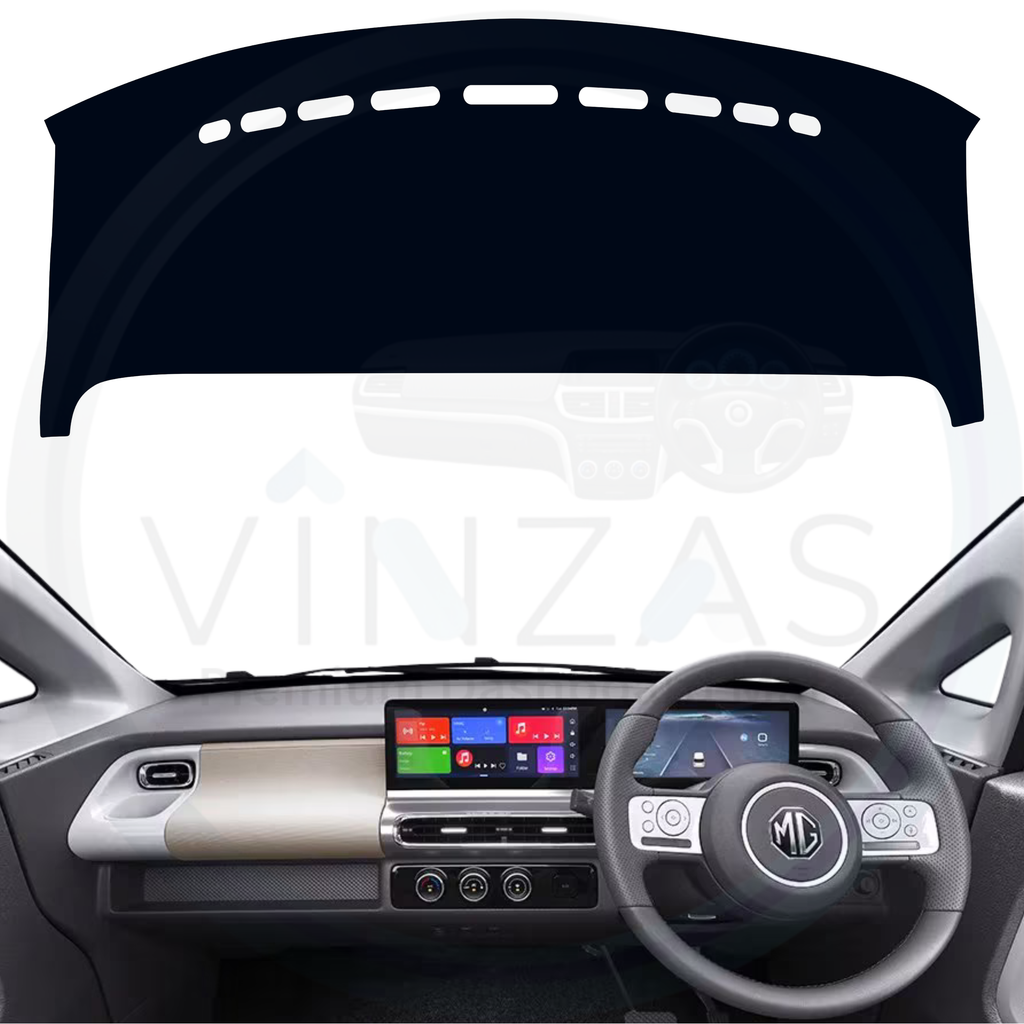 Black custom car dashboard cover installed in a Comet EV
