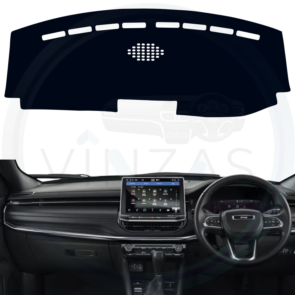 Black custom car dashboard cover installed in a Compas
