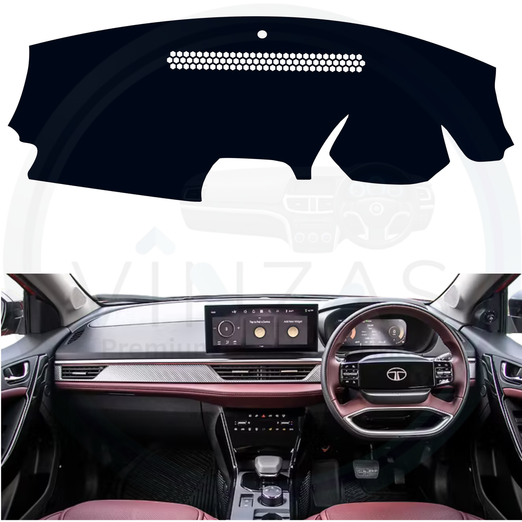Black custom car dashboard cover installed in a Curvv 
