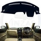 Black custom car dashboard cover installed in a Dzire 
