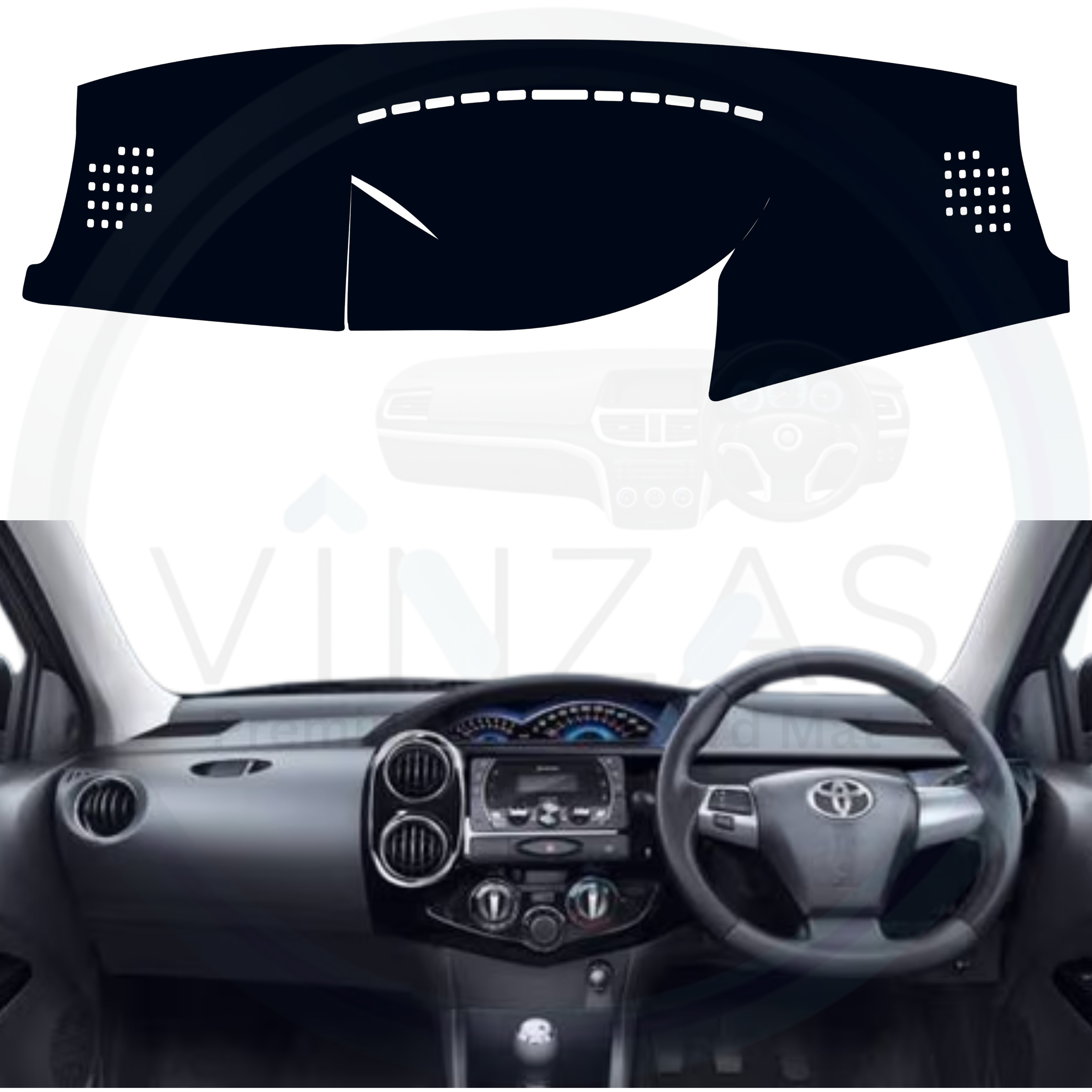 Black custom car dashboard cover installed in a Etios Cross
