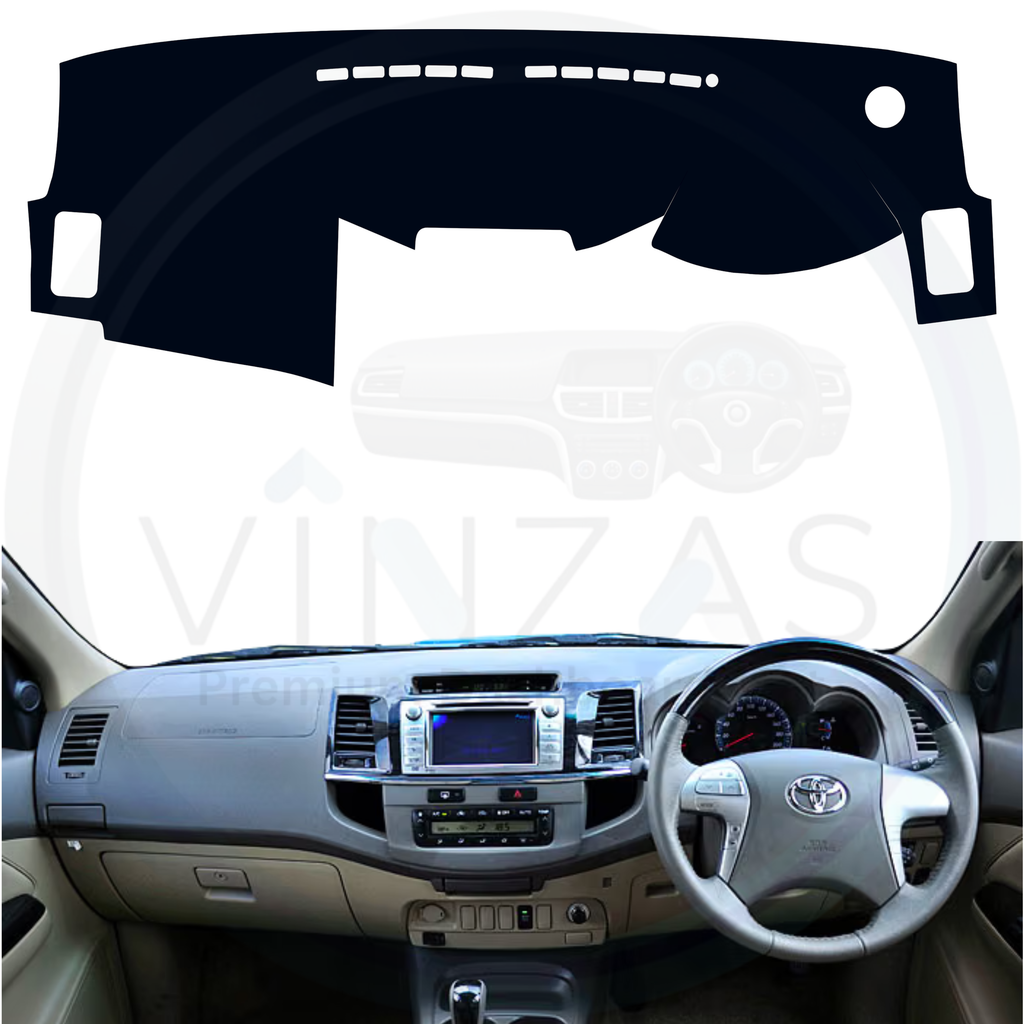 Black custom car dashboard cover installed Fortuner 2009-2017
