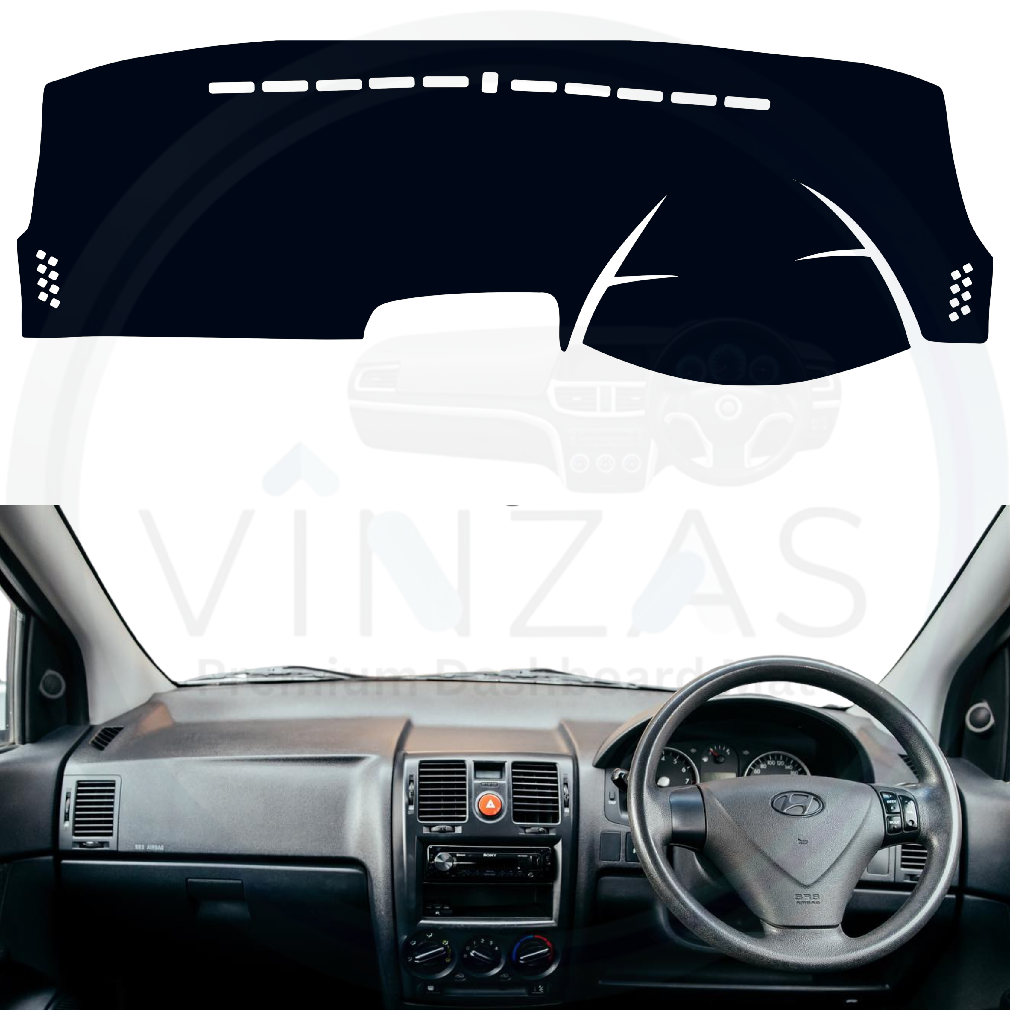 Black custom car dashboard cover installed in a Gets 