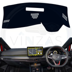 Black custom car dashboard cover installed in a Golf GTI 
