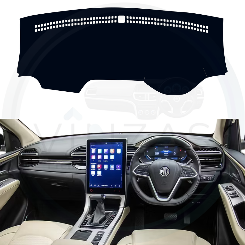 Black custom car dashboard cover installed in a Hector 
