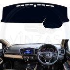 Black custom car dashboard cover installed in a Honda City