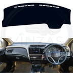 Black custom car dashboard cover installed in a Honda City 2014 To 2020