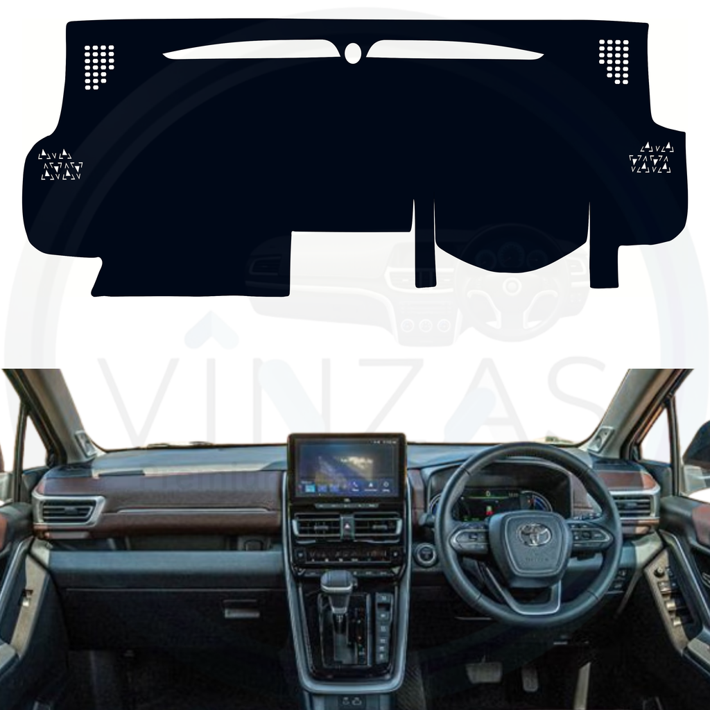 Black custom car dashboard cover installed in an Innova Hycross
