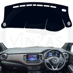 Black custom car dashboard cover installed in a Kicks 
