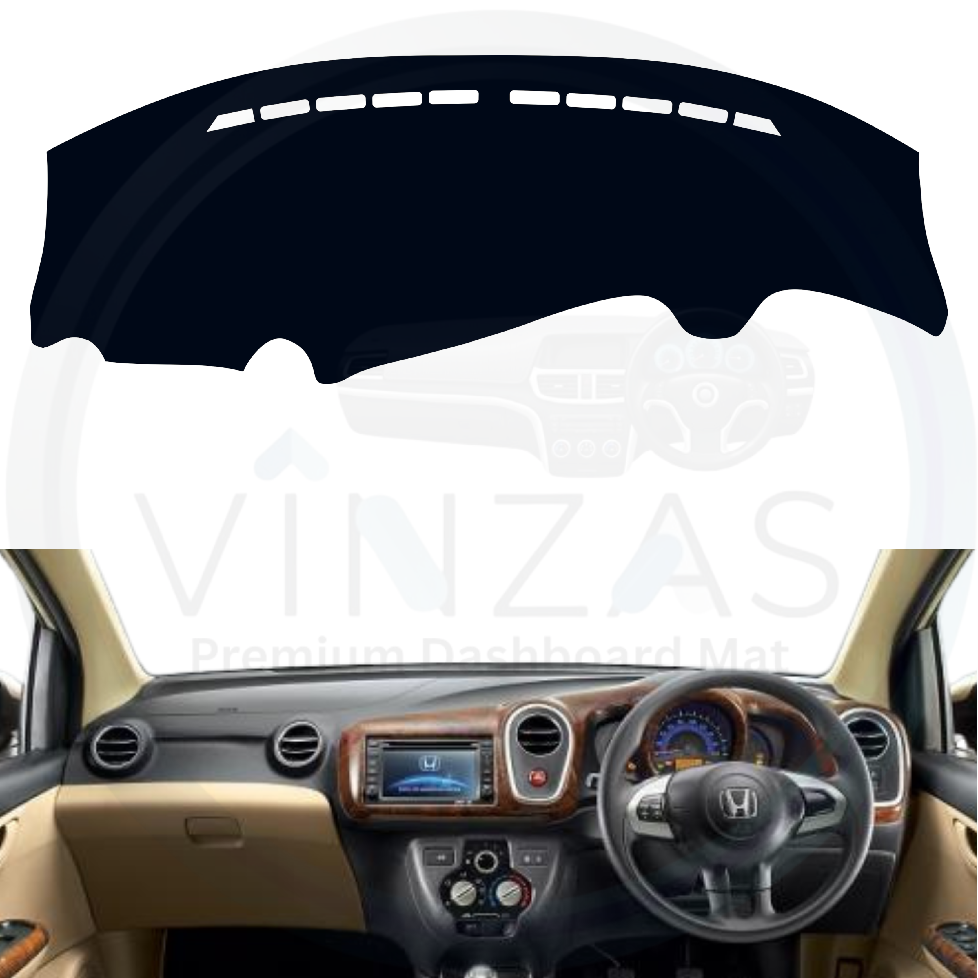 Black custom car dashboard cover installed in a Mobilio 