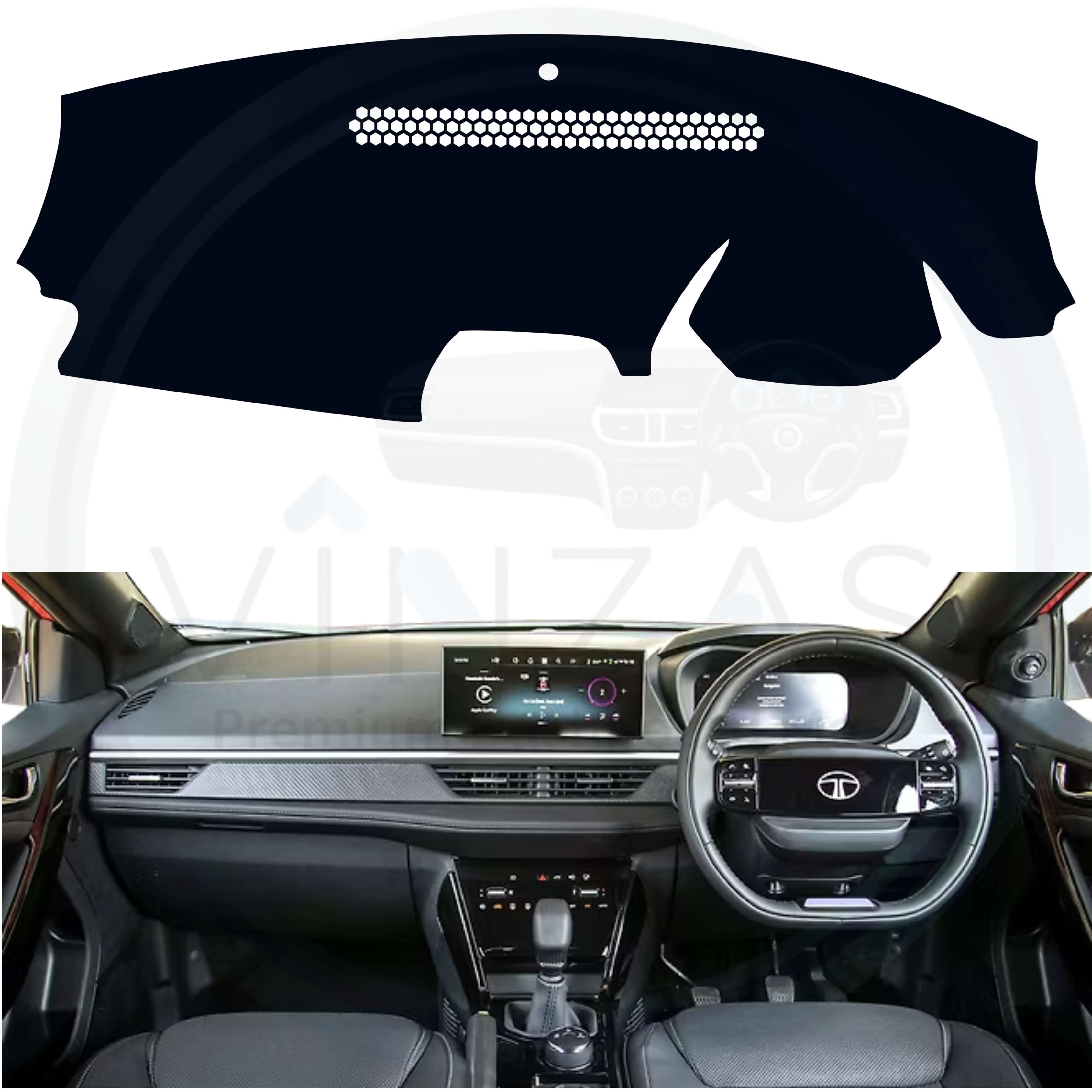 Black custom car dashboard cover installed in a Nexon 

