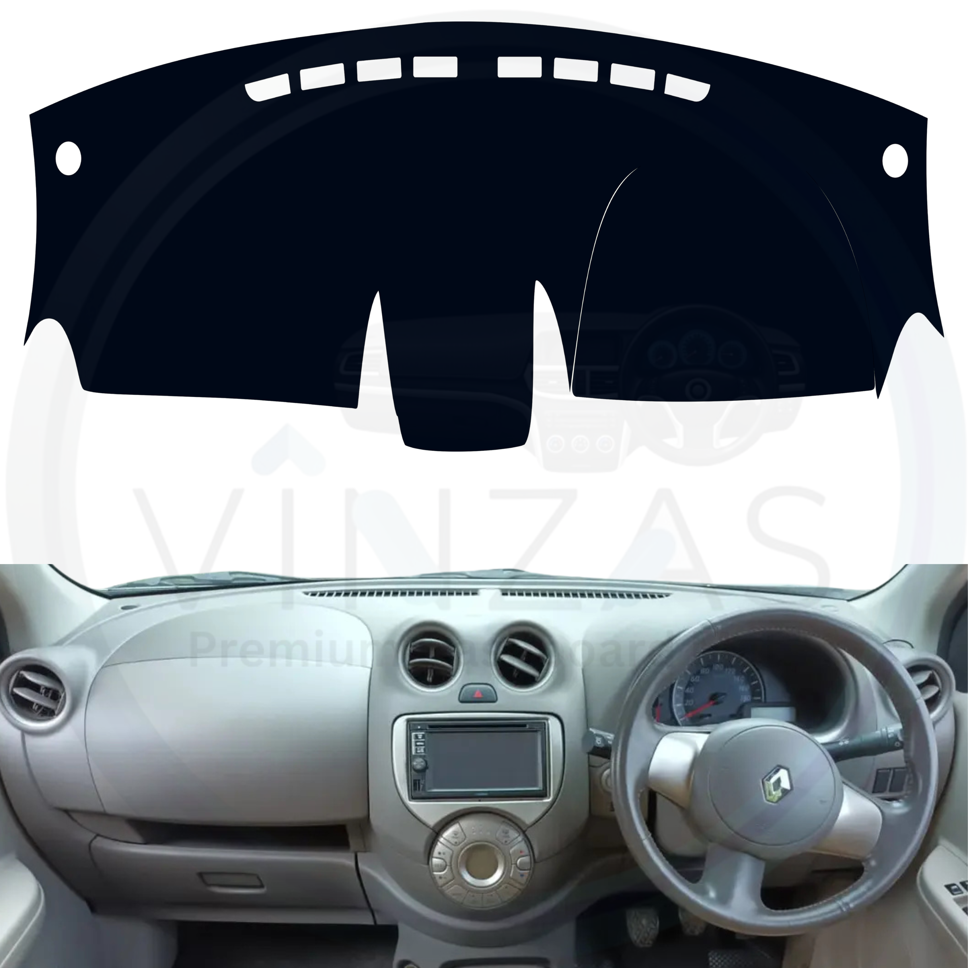 Black custom car dashboard cover installed in a Pulse 
