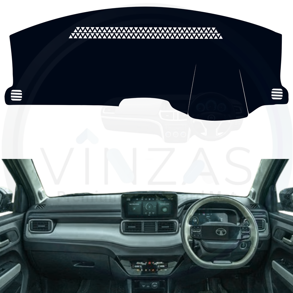 Black custom car dashboard cover installed in a Punch EV