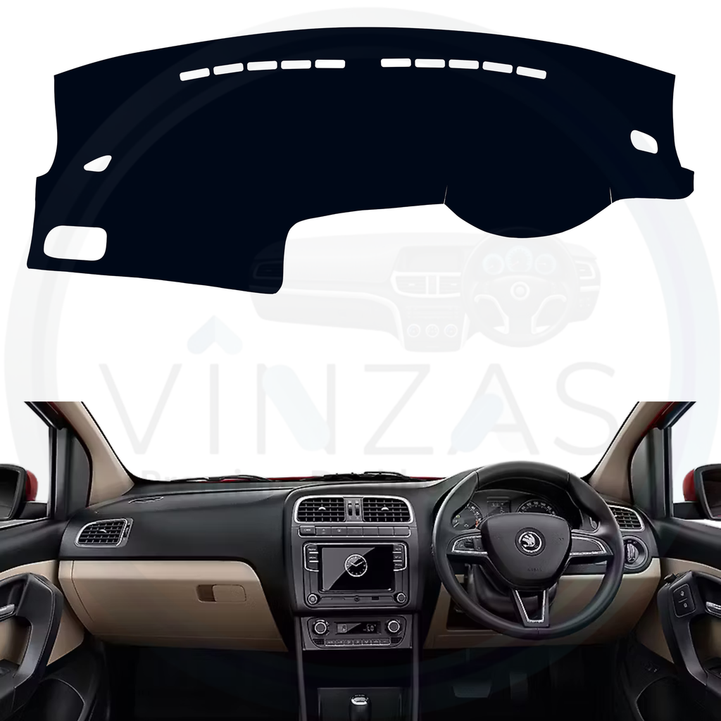 Black custom car dashboard cover installed in a Rapid 
