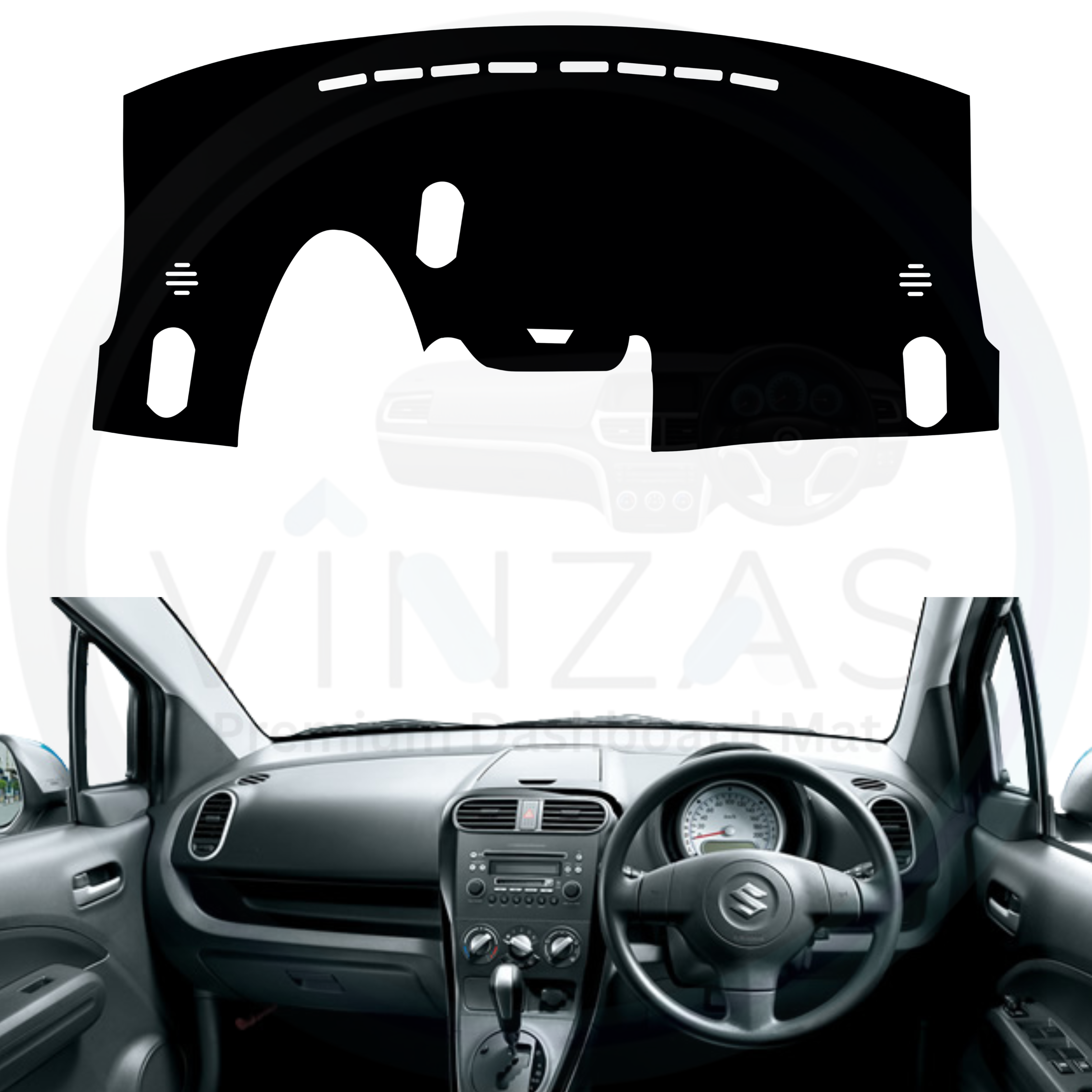 Black custom car dashboard cover installed in a Ritz 
