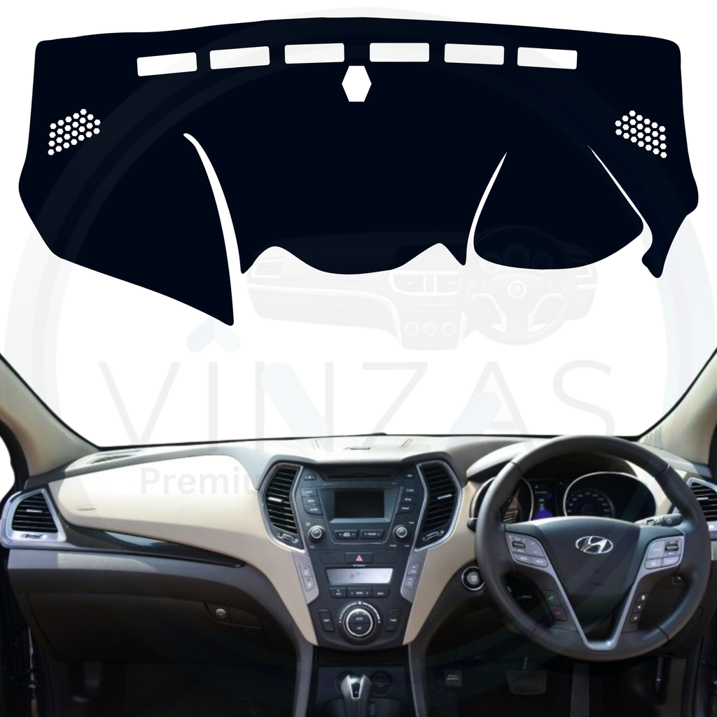 Black custom car dashboard cover installed in a Santa Fe 
