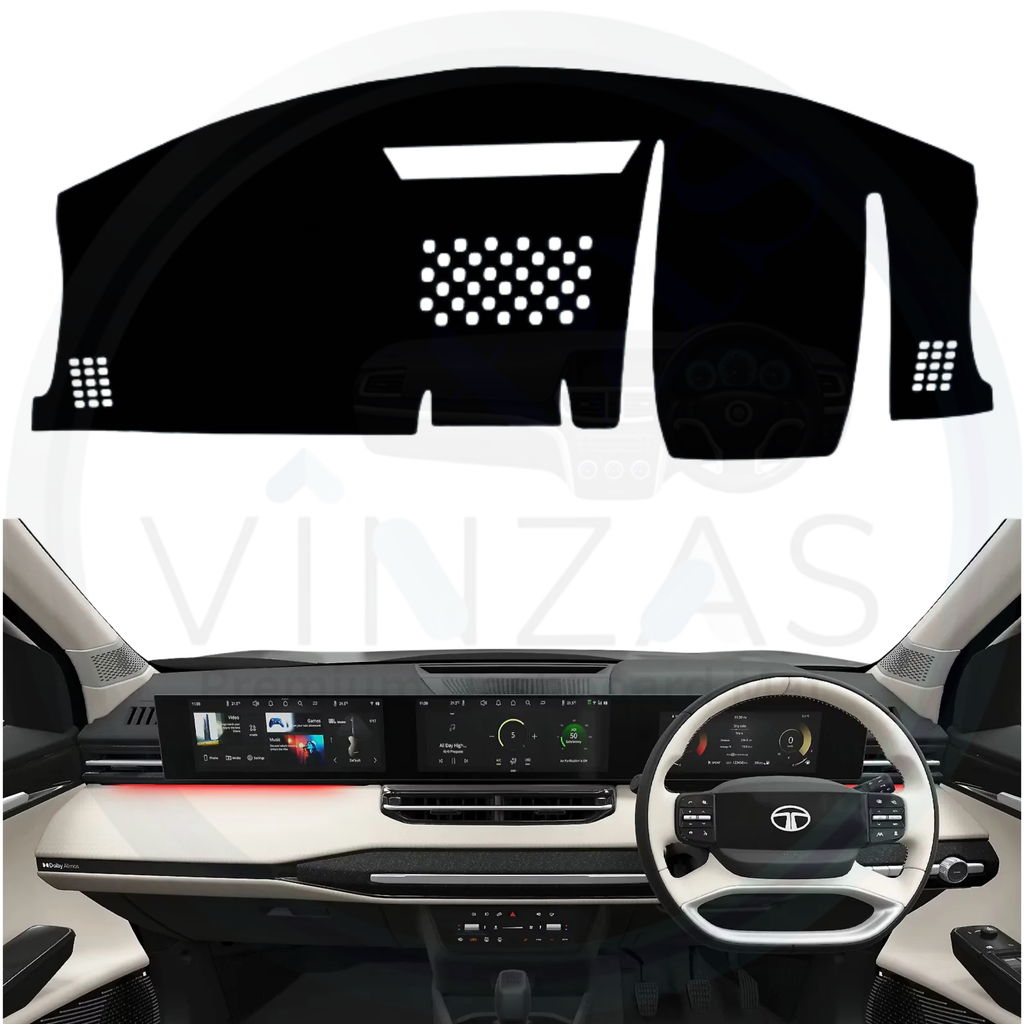 Black custom car dashboard cover installed in Sierra