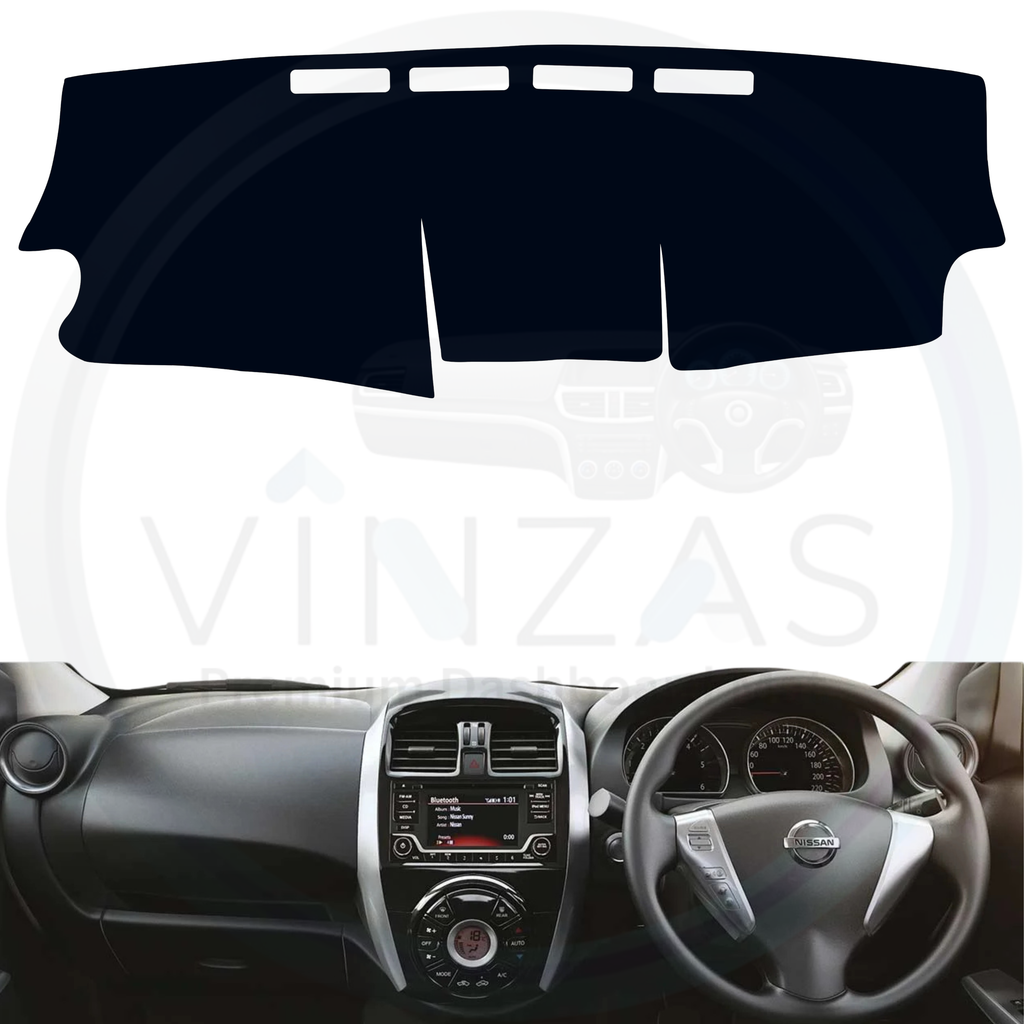 Black custom car dashboard cover installed in a Sunny

