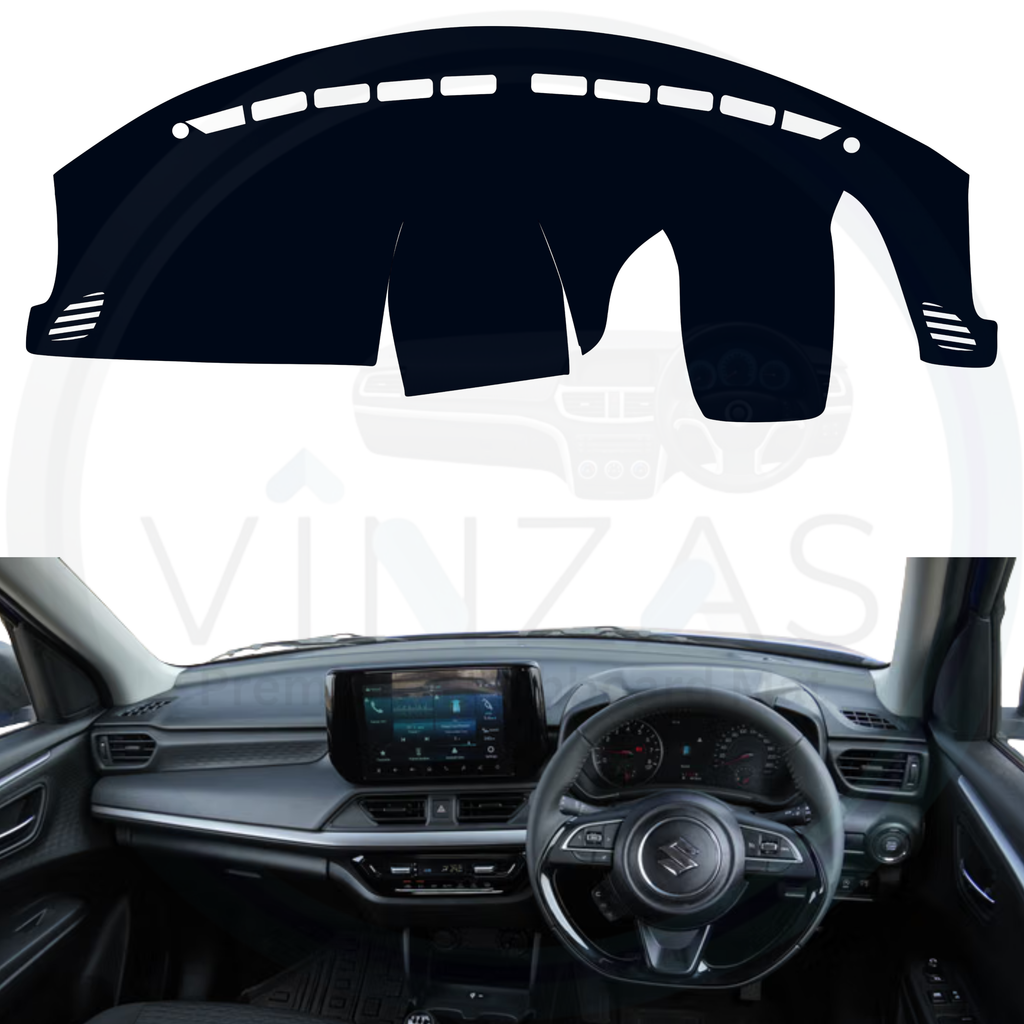 Black custom car dashboard cover installed in a Swift 
