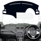Black custom car dashboard cover installed in a Swift Dzire
