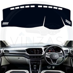 Black custom car dashboard cover installed in a Taigun 

