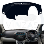 Black custom car dashboard cover installed in a Tigor EV
