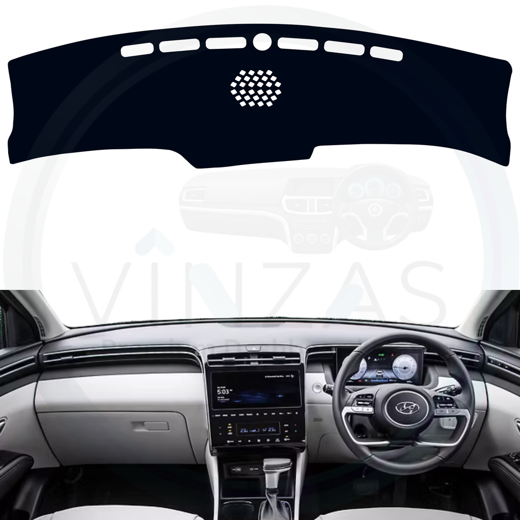 Black custom car dashboard cover installed in a Tucson 