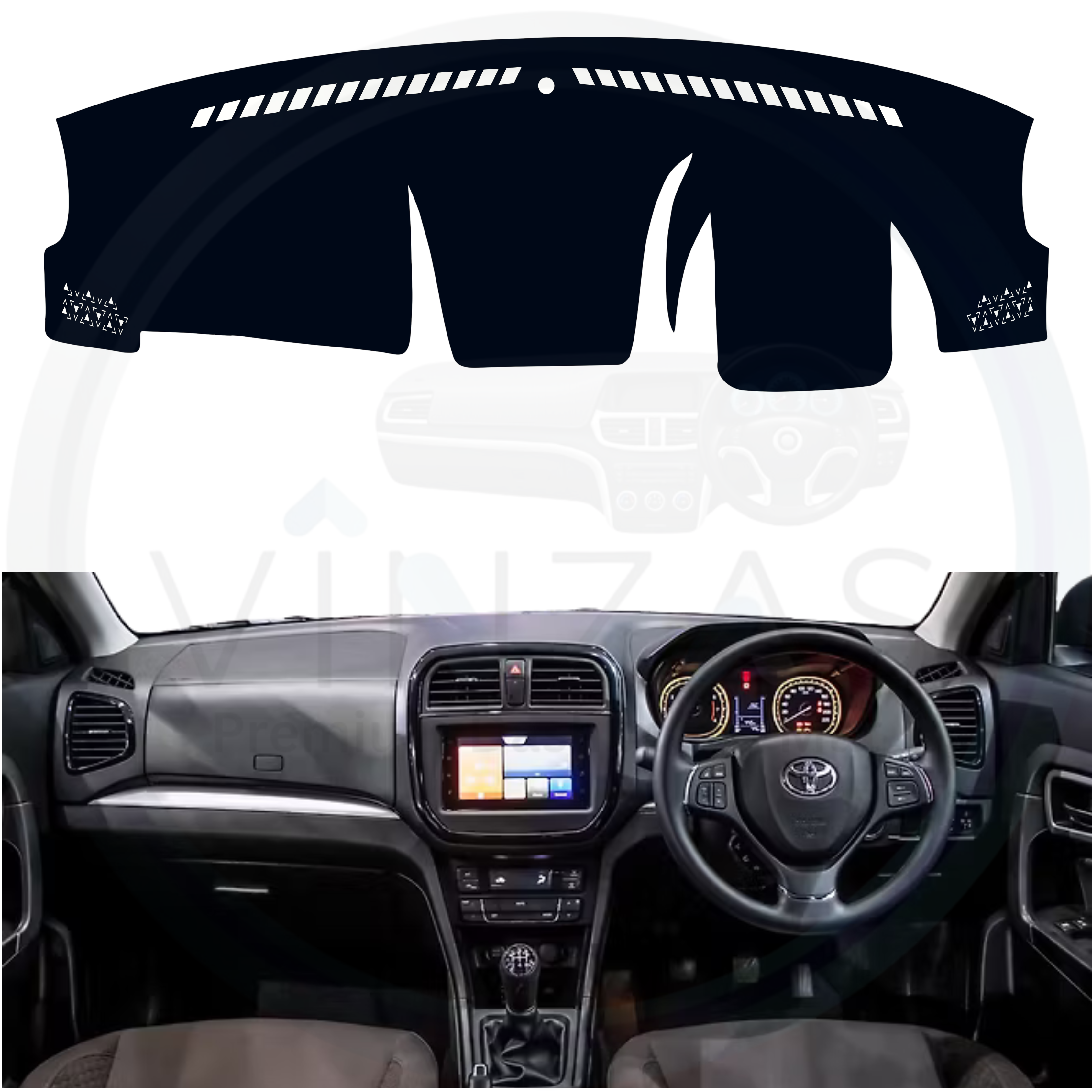 Black custom car dashboard cover installed in a Urban Cruiser
