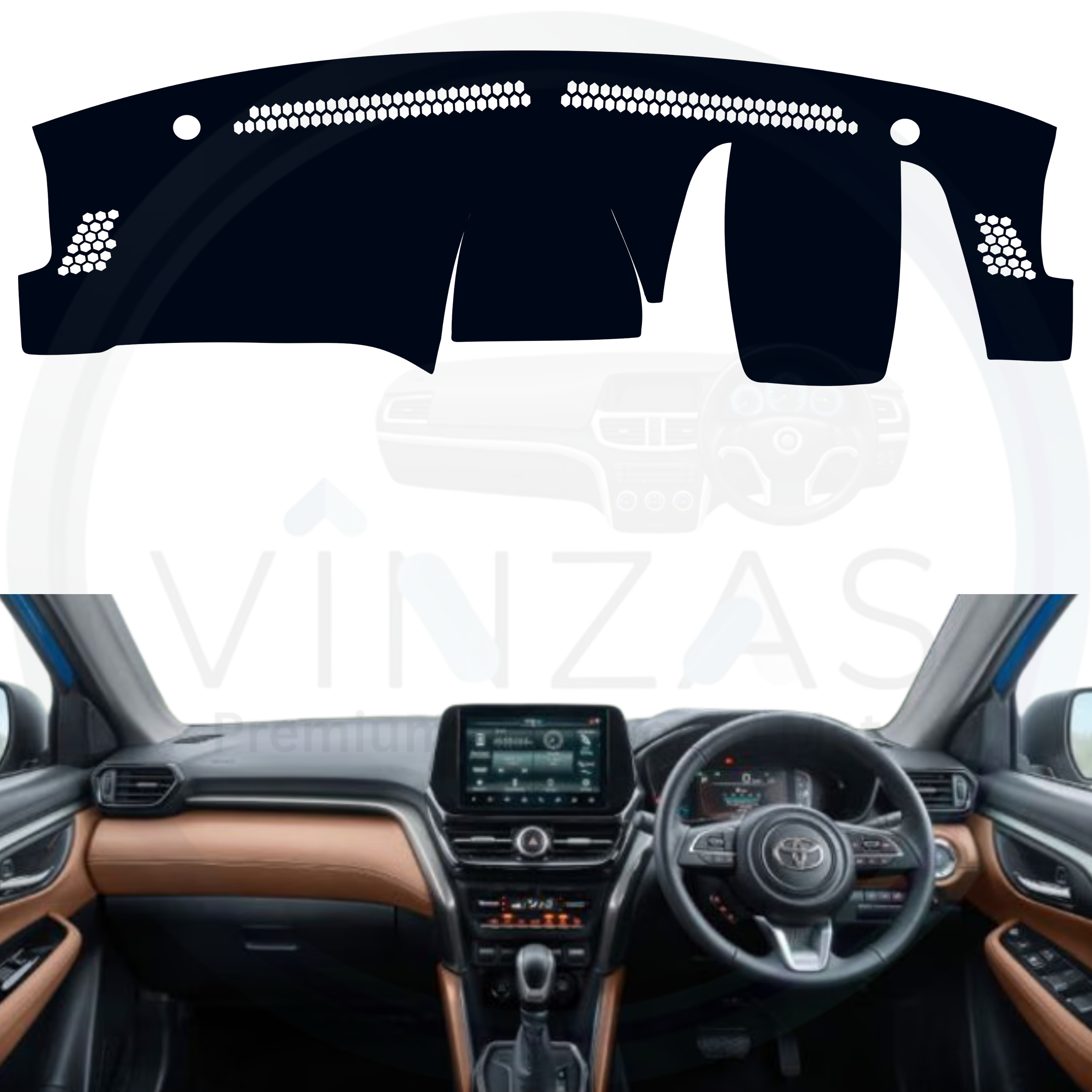 Black custom car dashboard cover installed in a Urban Cruiser Hyryder
