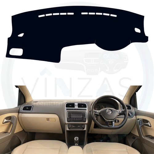 Black custom car dashboard cover installed in a Vento 
