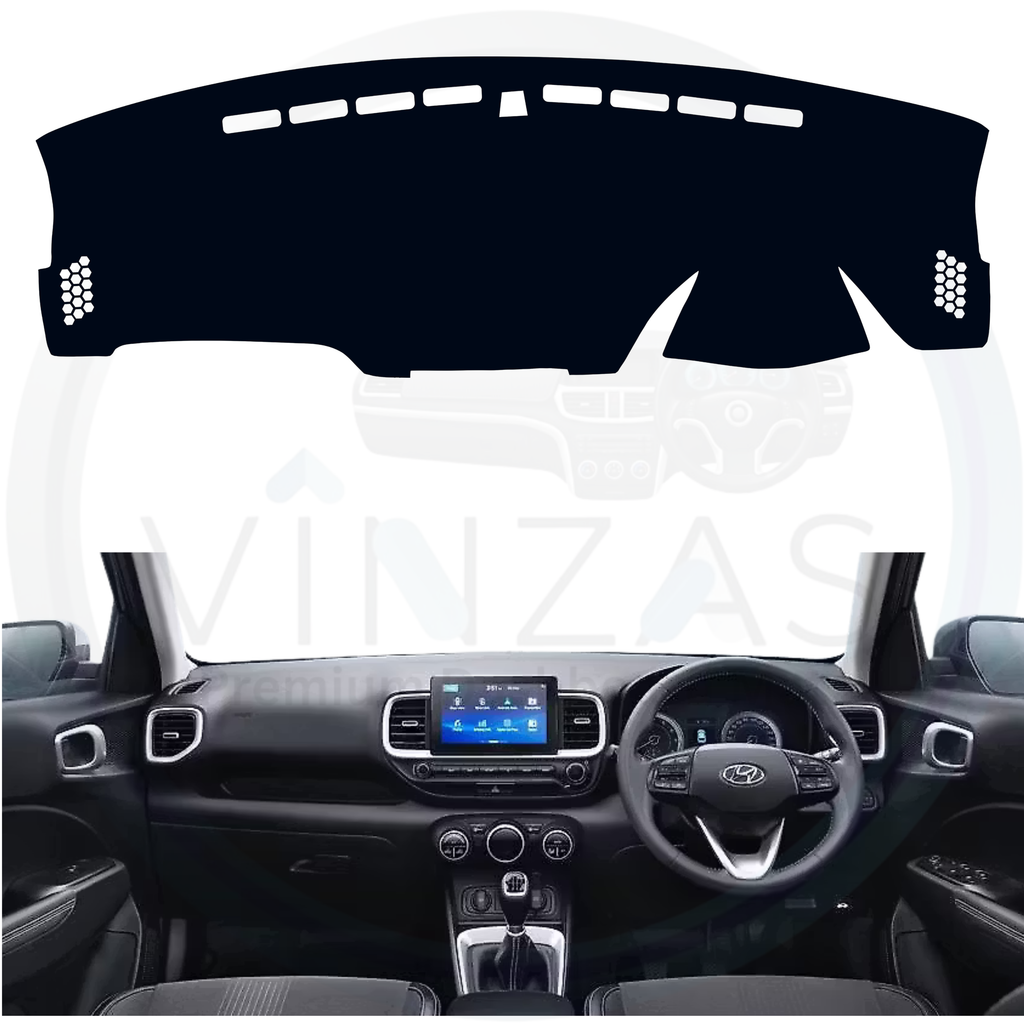 Black custom car dashboard cover installed in a Venue 
