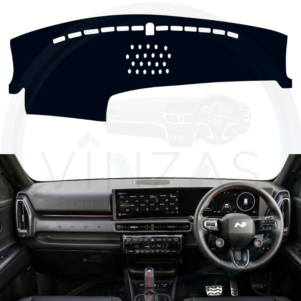Black custom car dashboard cover installed in a Venue N Line 2026