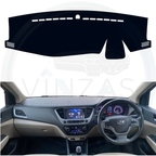 Black custom car dashboard cover installed in a Verna 2017 To 2023
