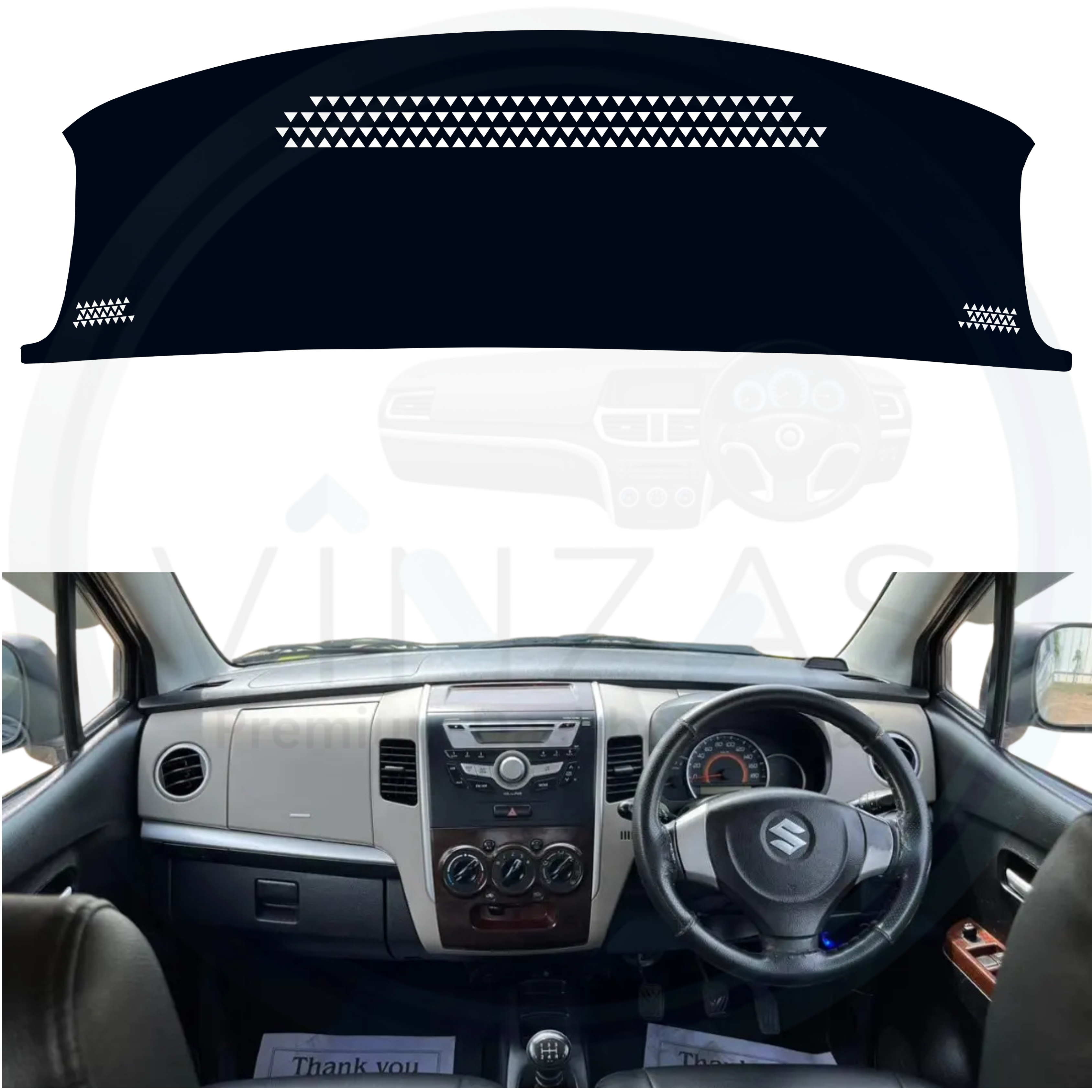 Black custom car dashboard cover installed in a Wagon-R
