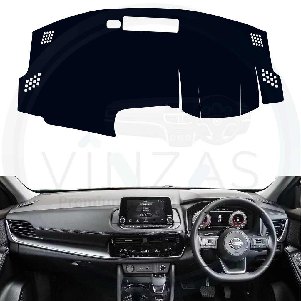 Black custom car dashboard cover installed in a X-Trail
