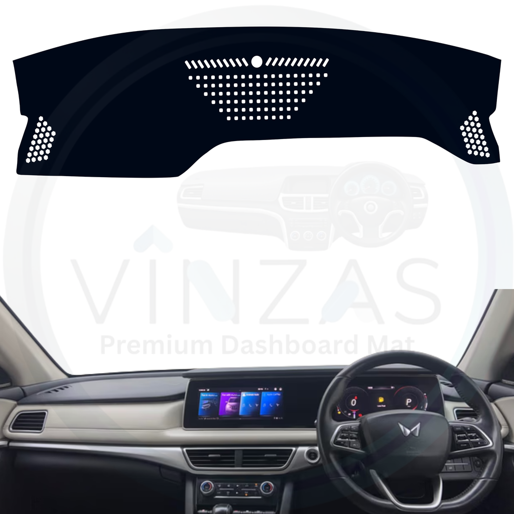 Black custom car dashboard cover installed in a XUV700
